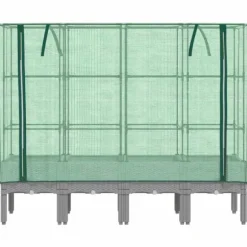 Upphöjd odlingslåda med växthusöverdrag i rottinglook | Storlek: 160x40x140 cm