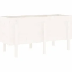 Upphöjd odlingslåda på ben - Massiv furu | Storlek: 121x50x57 cm | Färg: Vit