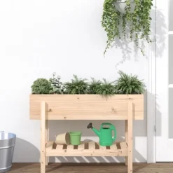 Upphöjd odlingslåda på ben i massiv furu | Storlek: 101x30x69 cm | Färg: Naturlig träfinish