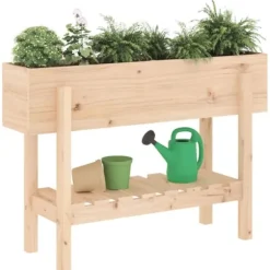 Upphöjd odlingslåda på ben i massiv furu | Storlek: 101x30x69 cm | Färg: Naturlig träfinish