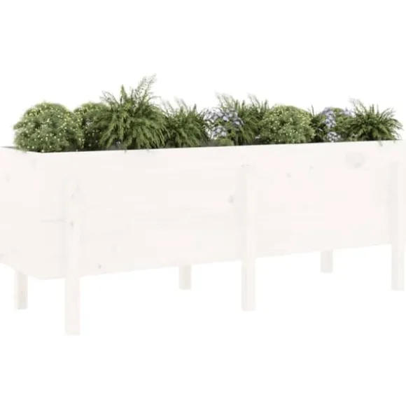 Upphöjd odlingslåda på ben i massiv furu | Storlek: 160x50x57 cm | Färg: Vit