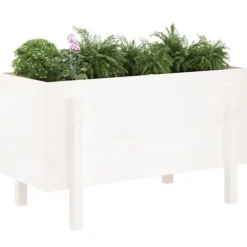 Upphöjd odlingslåda på ben i massiv furu | Storlek: 101x50x57 cm | Färg: Vit