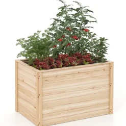 Upphöjd planteringsbädd, 102×64×66 cm, Naturfärgad