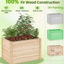 Upphöjd planteringsbädd, 102×64×66 cm, Naturfärgad
