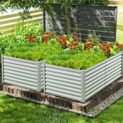 Upphöjd planteringsbädd, 180×91×61 cm, Silver