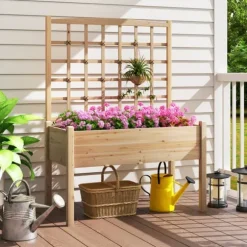 Upphöjd planteringsbädd, 119×61×160 cm, Naturlig