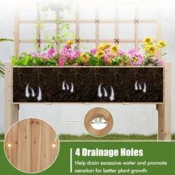 Upphöjd planteringsbädd, 119×61×160 cm, Naturlig