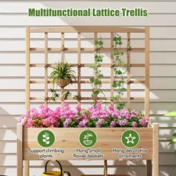 Upphöjd planteringsbädd, 119×61×160 cm, Naturlig