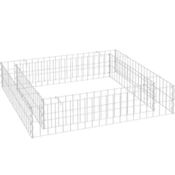 Upphöjd planteringsgabion i galvaniserat stål 100x100x20 cm | Färg: Silver | Storlek: 100x100x20 cm