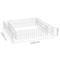 Upphöjd planteringsgabion i galvaniserat stål 100x100x20 cm | Färg: Silver | Storlek: 100x100x20 cm