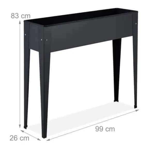Upphöjd planteringslåda, Metall, 83x99x26 cm, Svart
