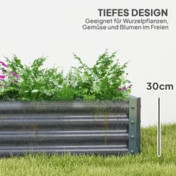 Upphöjd planteringslåda, 180x90x30 cm, Silver