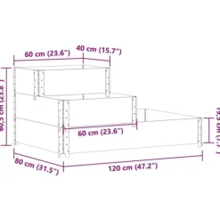 Upphöjd rabatt med 3 nivåer i massiv furu | Färg: Svart | Storlek: 120x80 cm