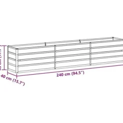 Upphöjd växtlåda i galvaniserat stål - vidaXL - 240x40x45 cm - Ljusbrun - Väderbeständig