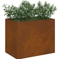 Urbana Trädgårdsplanterare i Väderbiten Stål | Storlek: 50x32x40 cm | Färg: Brun