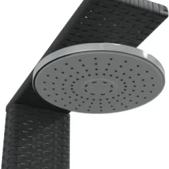 Utedusch i konstrotting med akaciaträ | Färg: Svart | Storlek: 50x55x224 cm