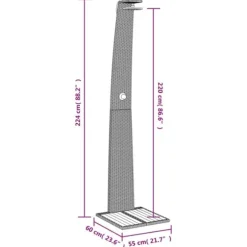Utedusch i konstrotting med akaciaträ - Trendig trädgårdsdusch | Färg: Beige | Storlek: 55x60x224 cm