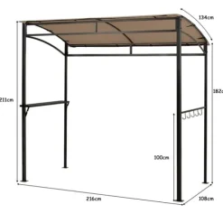 Utegrillstak, 216x134x211 cm, Brun