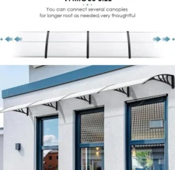 Utomhus dörr- och fönstertak - Markis & skärmtak - 270 x 98,5 cm - Polykarbonat kanalplast - UV- & regnskydd - Aluminiumram - Svart