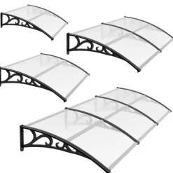 Utomhus dörr- och fönstertak - Markis & skärmtak - 270 x 98,5 cm - Polykarbonat kanalplast - UV- & regnskydd - Aluminiumram - Svart