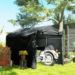 Utomhus förvaringstält - Trädgårdsskjul för verktyg & cyklar - 2,2 x 1,57 x 1,65 m - Vattentätt - UV-skydd - Avtagbar dörr med dragkedja - Grå