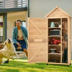 Utomhus Trä Förvaringsskjul, Vattentät Trädgårdsredskapsbod, Hållbar Kvalitet, Skydd för Redskap, Idealisk för Trädgården