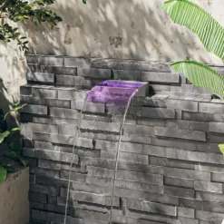 Vattenfall med RGB LED i rostfritt stål - Dekorativt vattenspel | Storlek: 30 cm