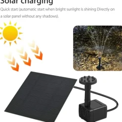 Vattenfontän med solceller och 4 sprinklerhuvuden