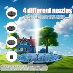 Vattenfontän solcellsdriven 13 cm Svart