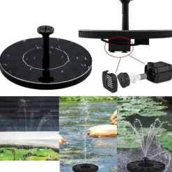 Vattenfontän solcellsdriven 16 cm Svart