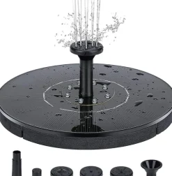 Vattenfontän solcellsdriven 18 cm med färgglad LED-belysning