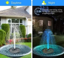 Vattenfontän solcellsdriven 18 cm med färgglad LED-belysning