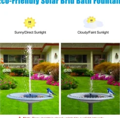 Vattenfontän solcellsdriven 18 cm med vit LED-belysning