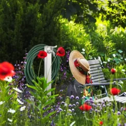 Vattenkran med slanghållare, 66x30x15 cm, Silver