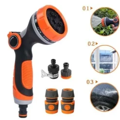 Vattenpistol - 10 bevattningslägen, multifunktionell trädgårdsspruta, lämplig för rengöring av bilar och trädgårdar