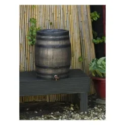 Vattenuppsamlare - NATURE - Regnvattentunna med träutseende - Kapacitet 120L - Brun - 50,5x66 cm