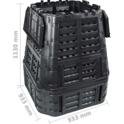 Väderbeständig kompostlåda 740 L - Snabbare kompostering | Färg: Svart | Storlek: 93,3x93,3x113 cm