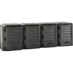 Väderbeständig kompostlåda 1600 L - Snabb kompostering av trädgårds- och köksavfall | Färg: Svart