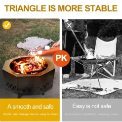 Vedeldad eldstad, mångsidig matlagningsgrill, bärbar design, hållbar konstruktion