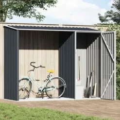 Vedskjul antracit 245x98x159 cm galvaniserat stål