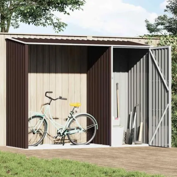 Vedskjul brun 245x98x159 cm galvaniserat stål