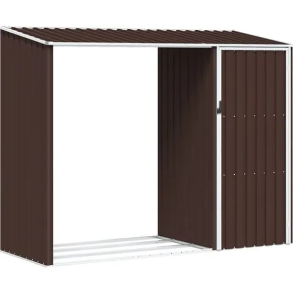 Vedskjul brun 245x98x159 cm galvaniserat stål