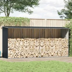 Vedskjul galvaniserat stål 330x84x152 cm antracit