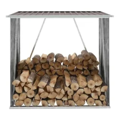 Vedskjul galvaniserat stål 163x83x154 cm brun