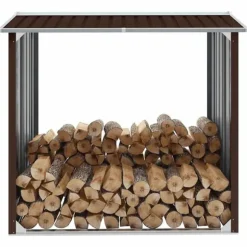 Vedskjul galvaniserat stål 172x91x154 cm brun