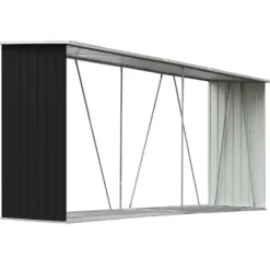 Vedskjul galvaniserat stål 330x84x152 cm antracit - Förvaringsbod För Ved - Vedförvaringsbord - Home & Living