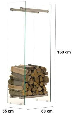 Vedstativ Dacio klarglas 35x80x150 35 x 80 x 150 cm