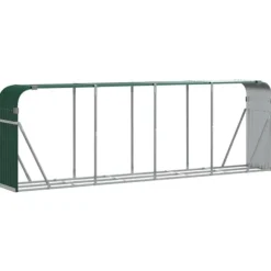Vedställ i galvaniserat stål för vedförvaring | Färg: Grön | Storlek: 300x45x100 cm