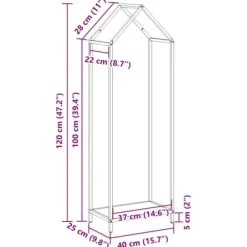 Vedställ i kallvalsat stål - Elegant vedförvaring | Färg: Antracit | Storlek: 40x25x120 cm
