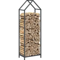 Vedställ i kallvalsat stål - Elegant vedförvaring | Färg: Antracit | Storlek: 40x25x120 cm